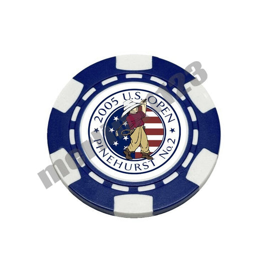 Magnetic Poker Chip Golf Ball Marker 2005 US Open Pinehurst No. 2 - Waterproof Clay, Double-Sided, 1.56 Inch