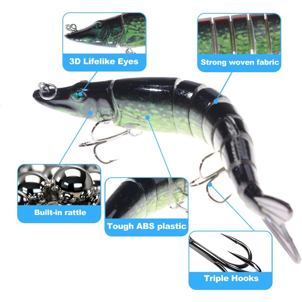 5pcs Jointed Swimbait Fishing Lures for Bass Trout Pike - Bait Set