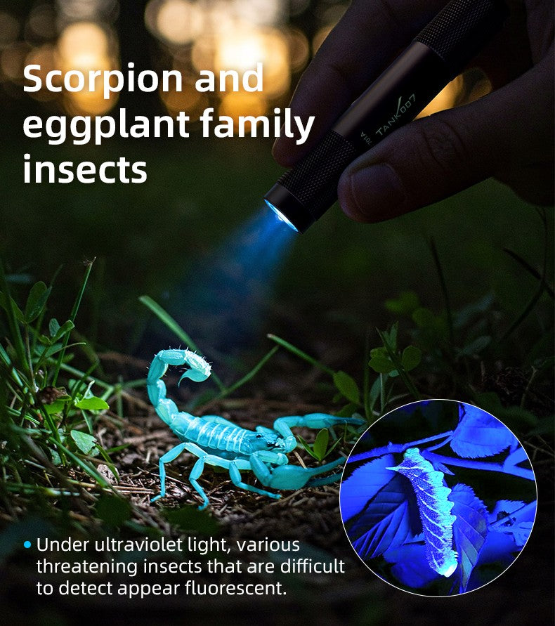 Longwave UV Black Light Flashlight for Mineral Rock Hunting - 1-5x Zoom