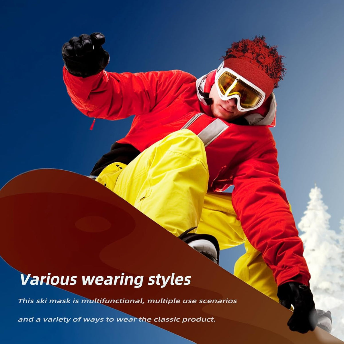 Distressed Knit Ski Face Mask - Windproof Winter Balaclava for Men Women