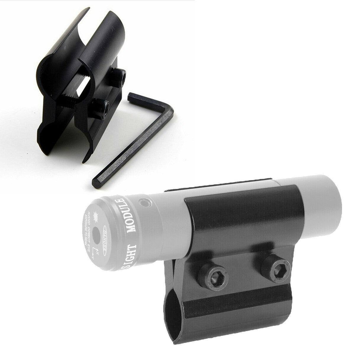 Tactical Gun Barrel Mount for Flashlights and Lasers – Black Aluminum Clamp