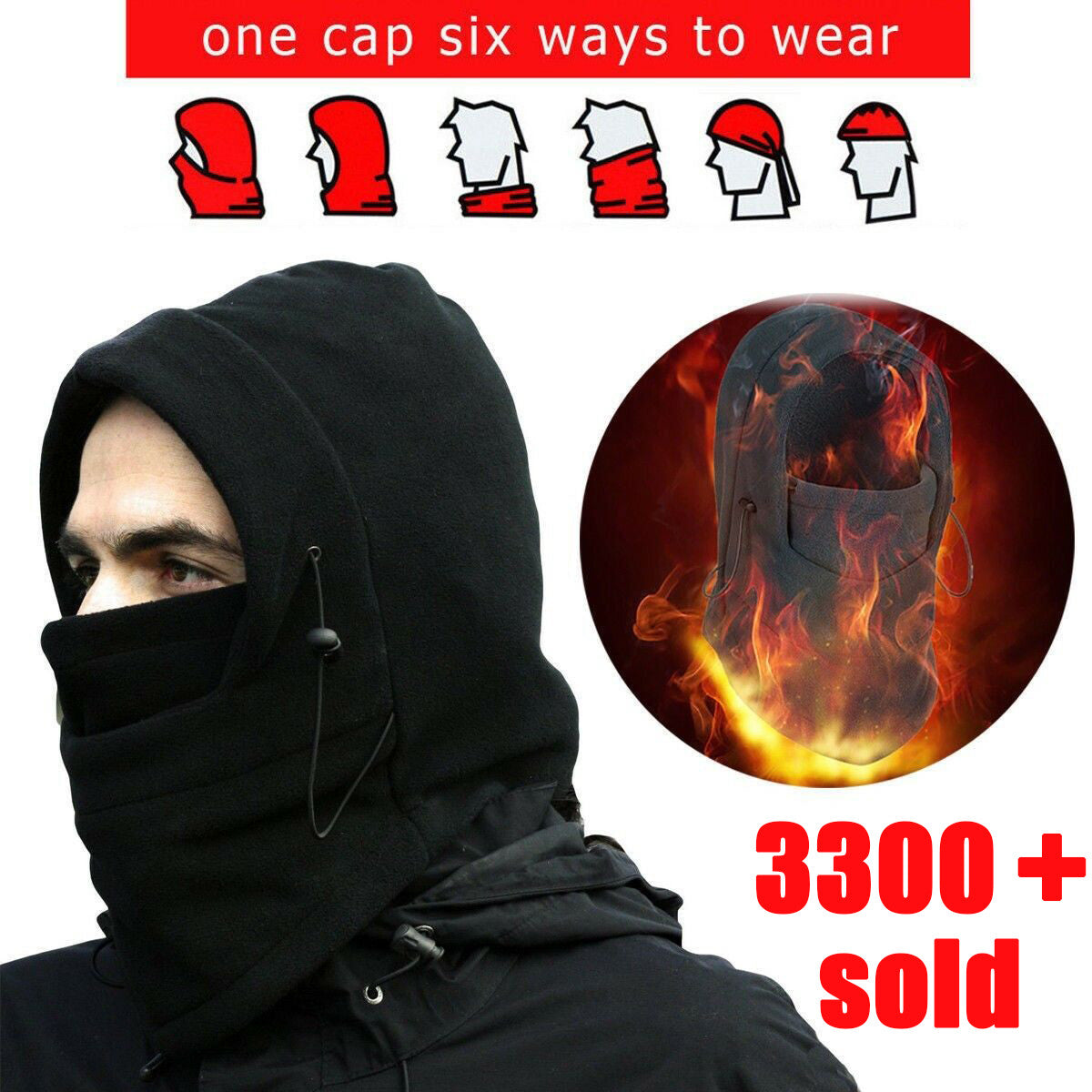 Windproof Fleece Face Mask for Cold Weather Ski Snowboarding Hiking