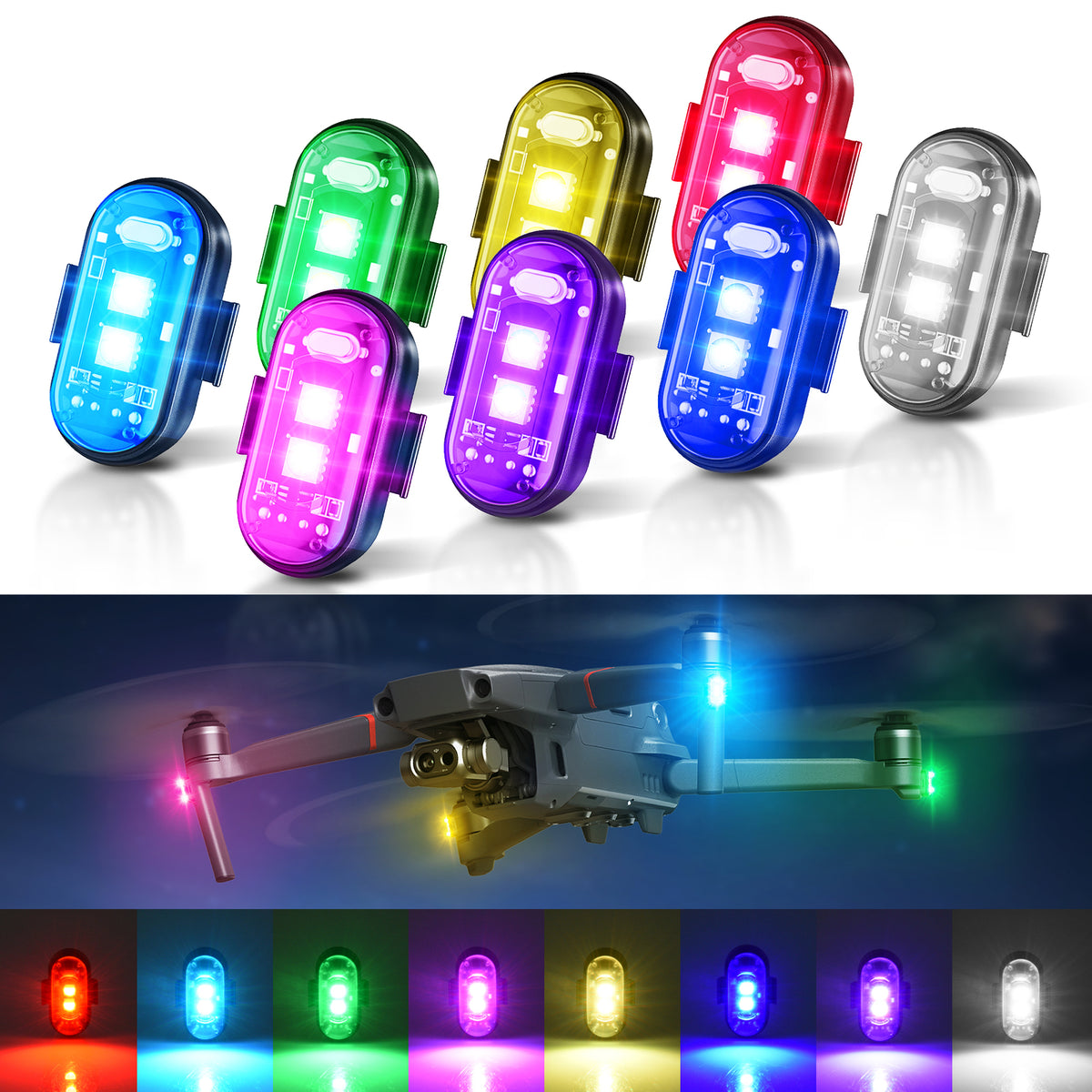Wireless LED Strobe Rock Lights 8 Colors with Remote & USB Rechargeable