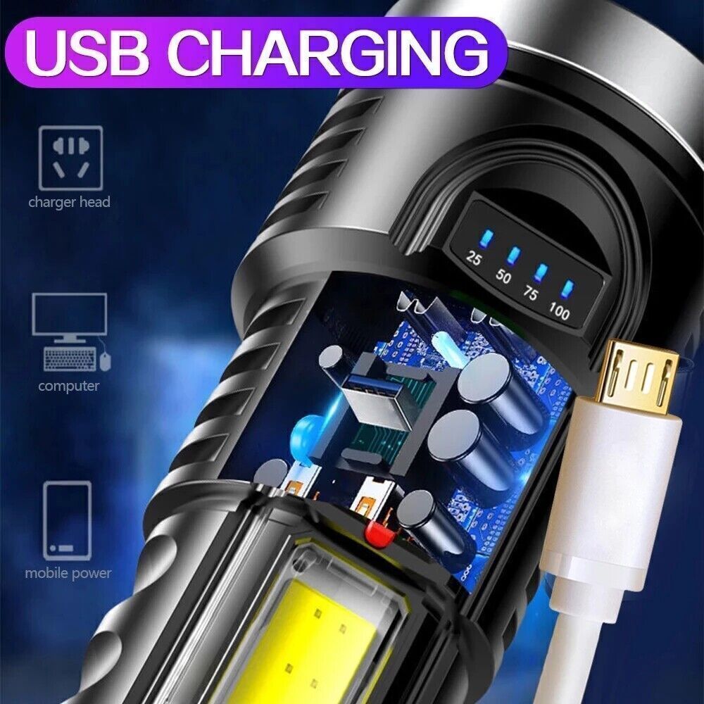 High Power 990000000 Lumen LED Flashlight Rechargeable Torch Outdoor Lamp