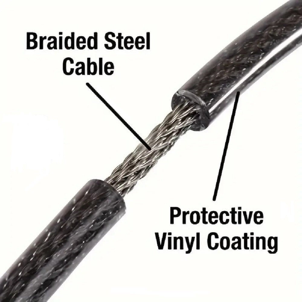 4FT Steel Bicycle Lock Cable with 4-Digit Resettable Combination - Heavy Duty Security