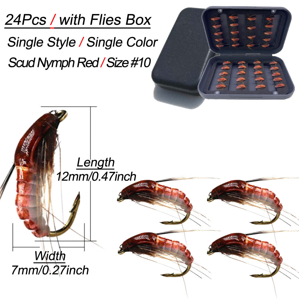 Wet Dry Nymph Fly Fishing Lure Set for Trout & Panfish - Multiple Sizes & Styles