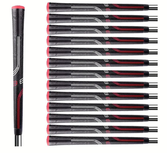 Golf Club Grips 13-Piece Set with Control Core - Multiple Sizes, Black/Red