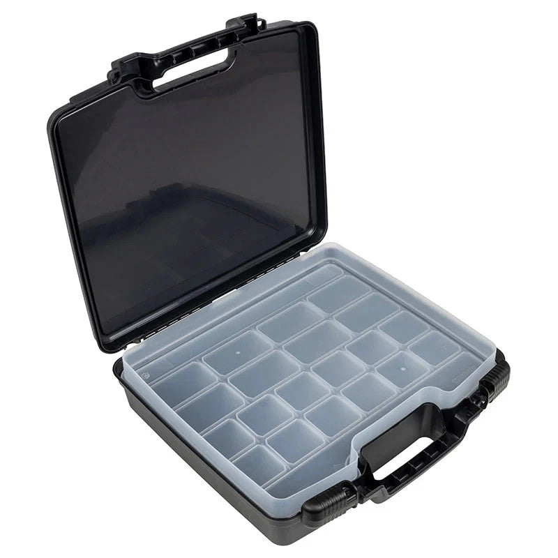 15 Black Storage Case with Removable Tray and Dividers for Organizing