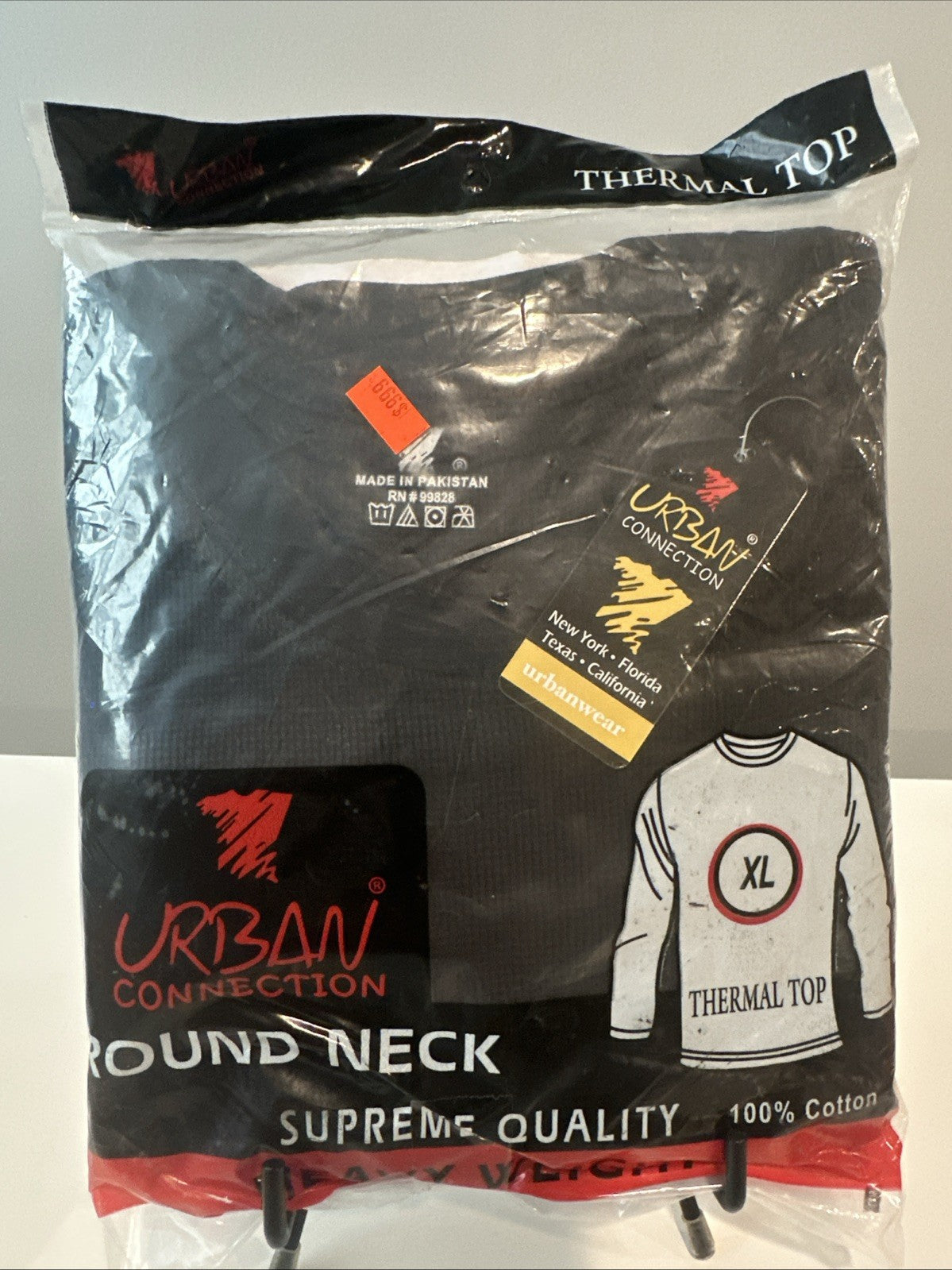 Vintage Urban Connection Thermal Top XL Black Deadstock Sealed