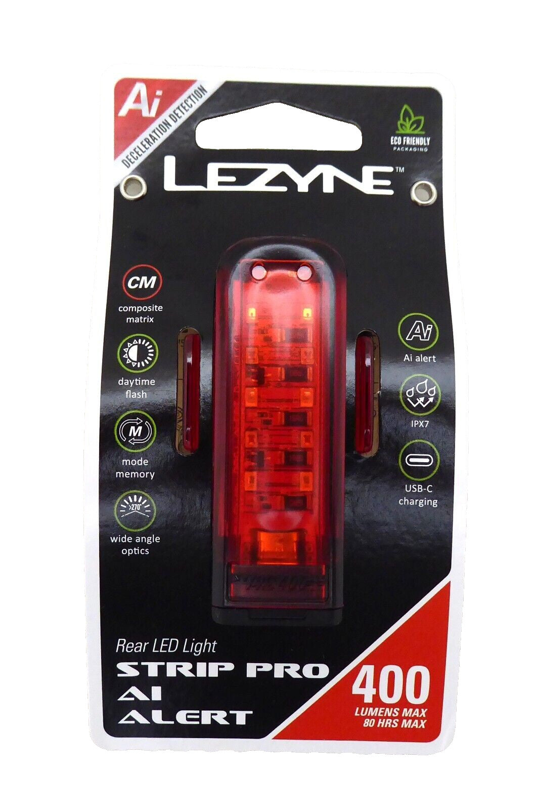 Lezyne Strip Drive Pro Ai Alert 400+ Rear Bicycle Taillight with Brake Alert