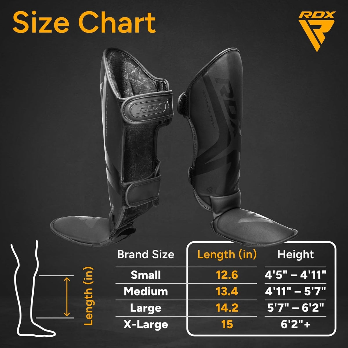 Muay Thai Shin Guards Size Small Unisex Non-Slip Fit Black