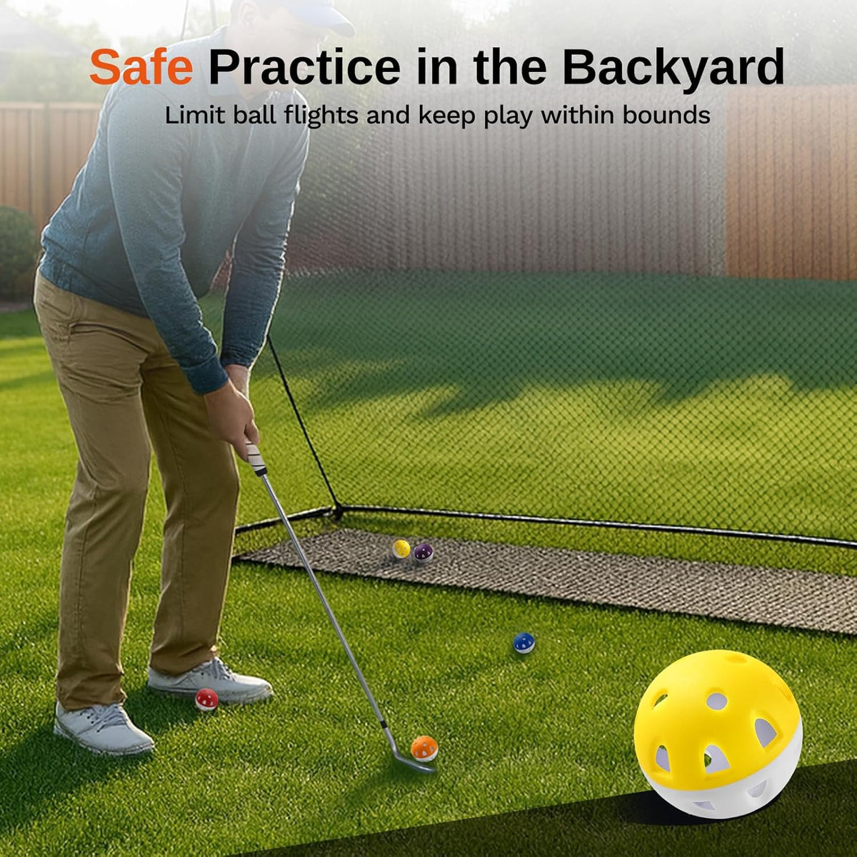 Practice Golf Balls 20 Pack High Visibility Indoor Outdoor Wear-Resistant