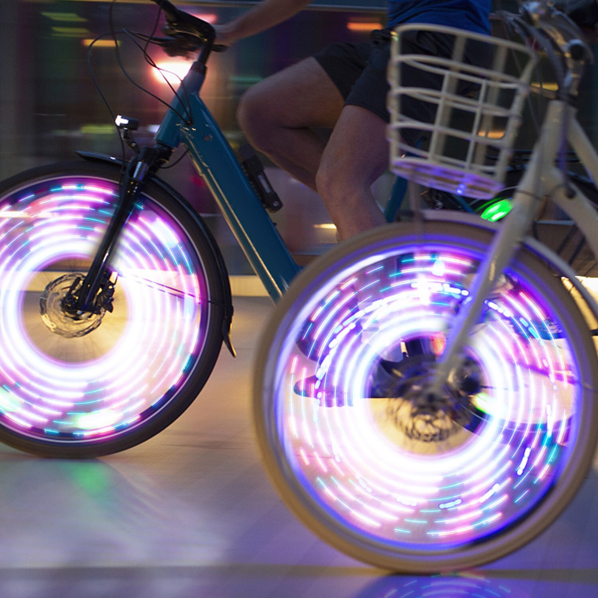 Waterproof LED Bicycle Rim Lights 2 Pack with 7 Modes for Wheel Valve