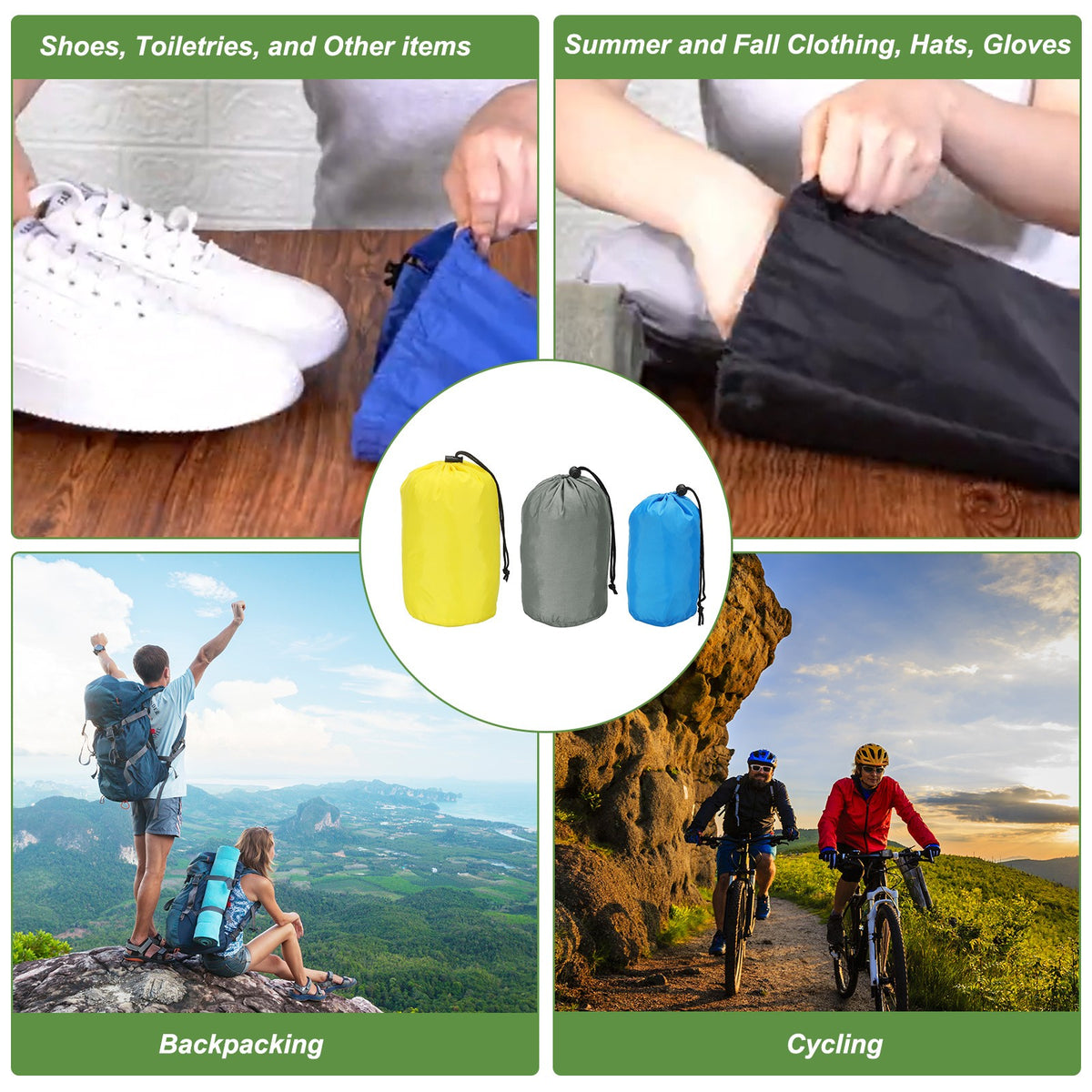 Waterproof Nylon Storage Sack 12x24 Inch Camping & Travel Organizing Bag