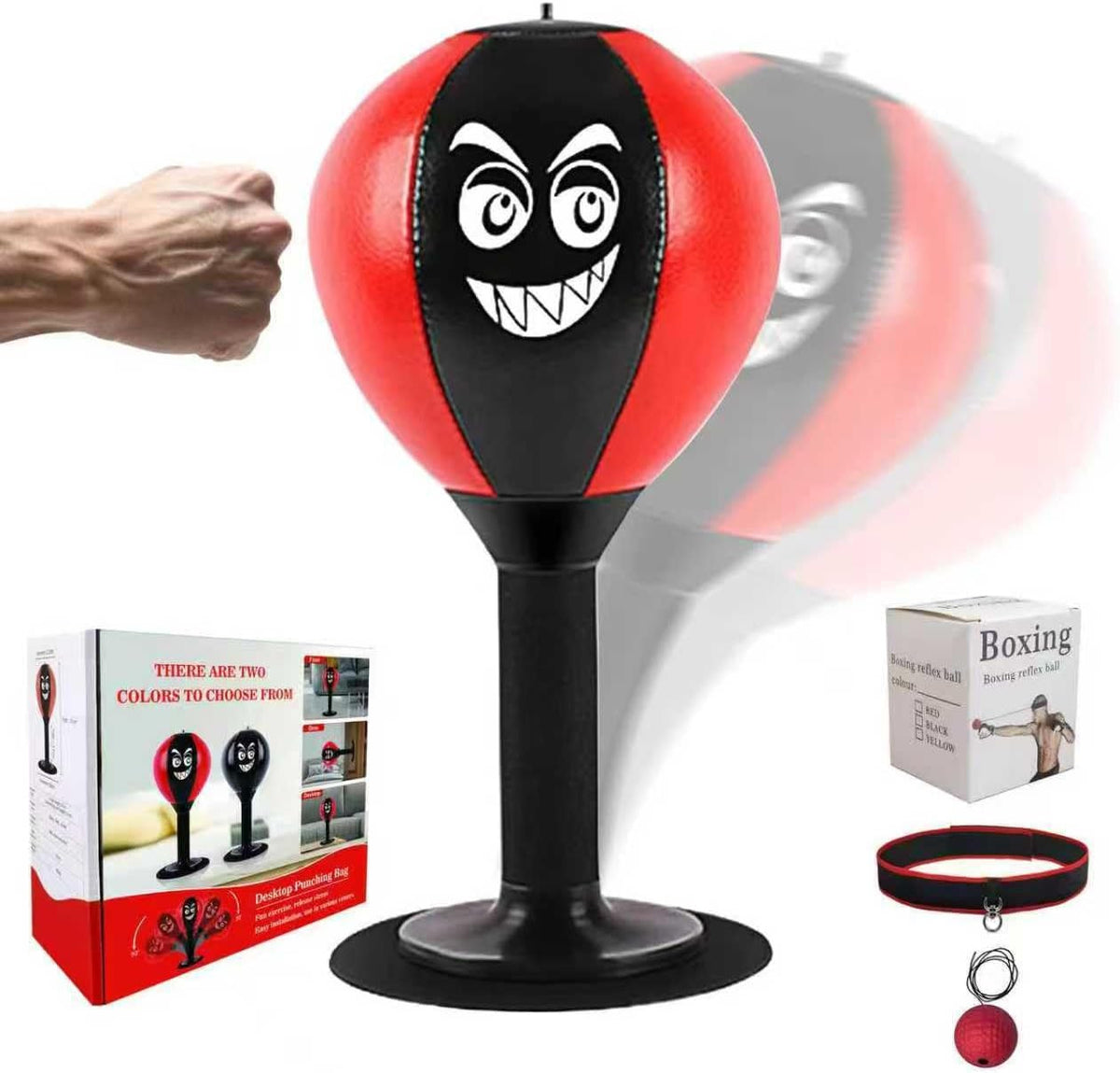 Desktop Punching Bag Set with Pump Reflex Ball and Suction Base - Gift