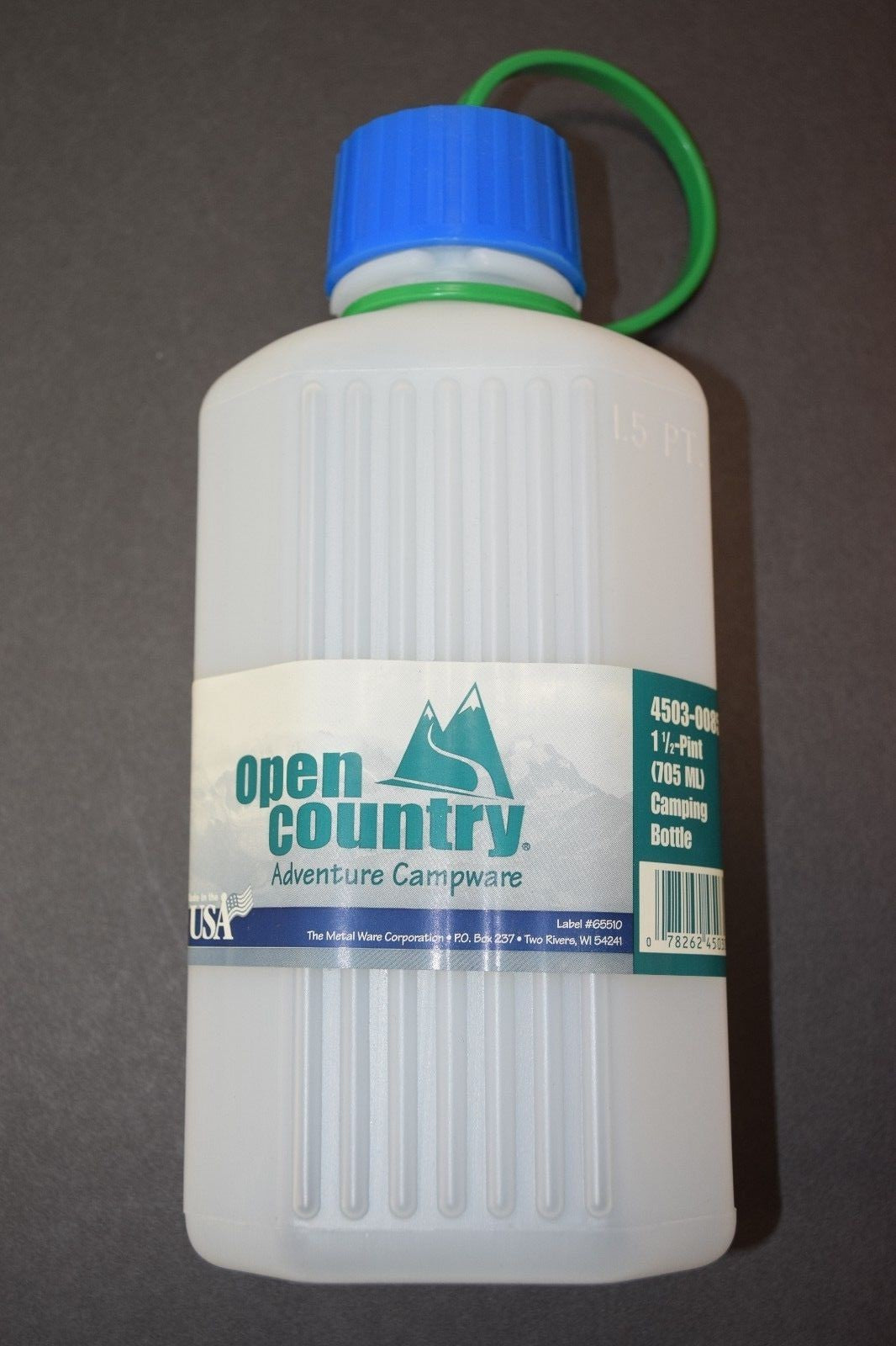2 Pack Camping Water Bottles 1.5 Pint Durable Reusable Plastic with Stopper