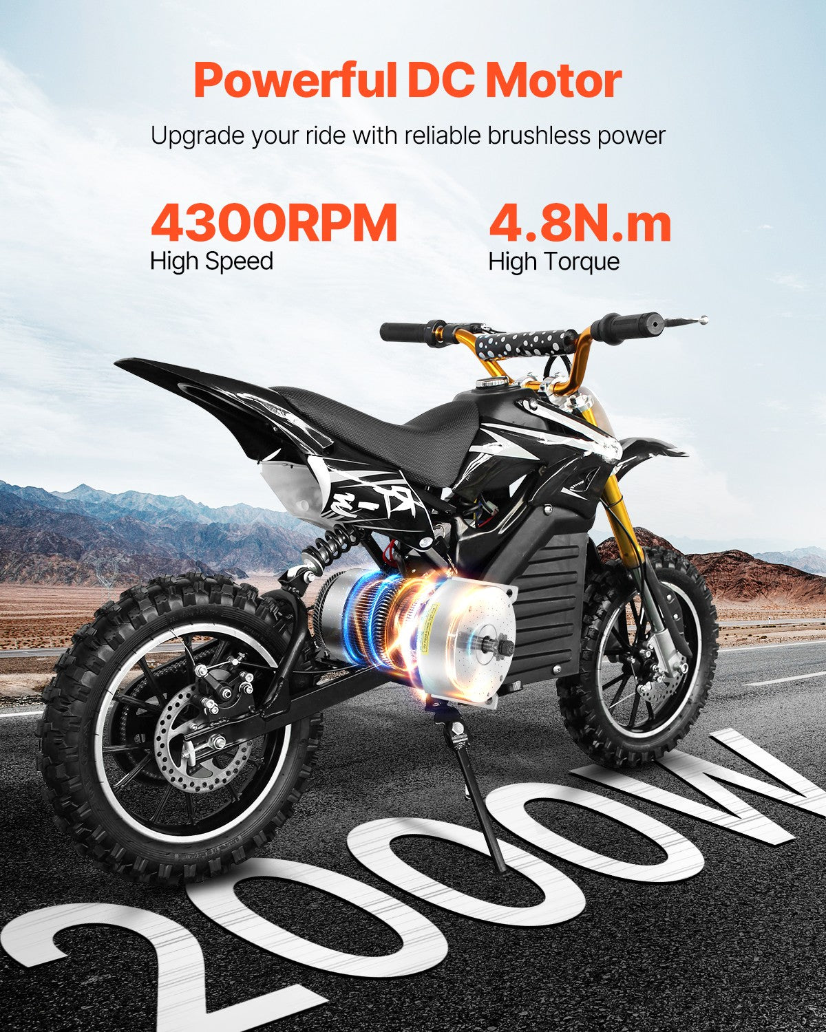 2000W Brushless DC Motor Kit for Electric Bikes & Scooters - 48V, High Speed