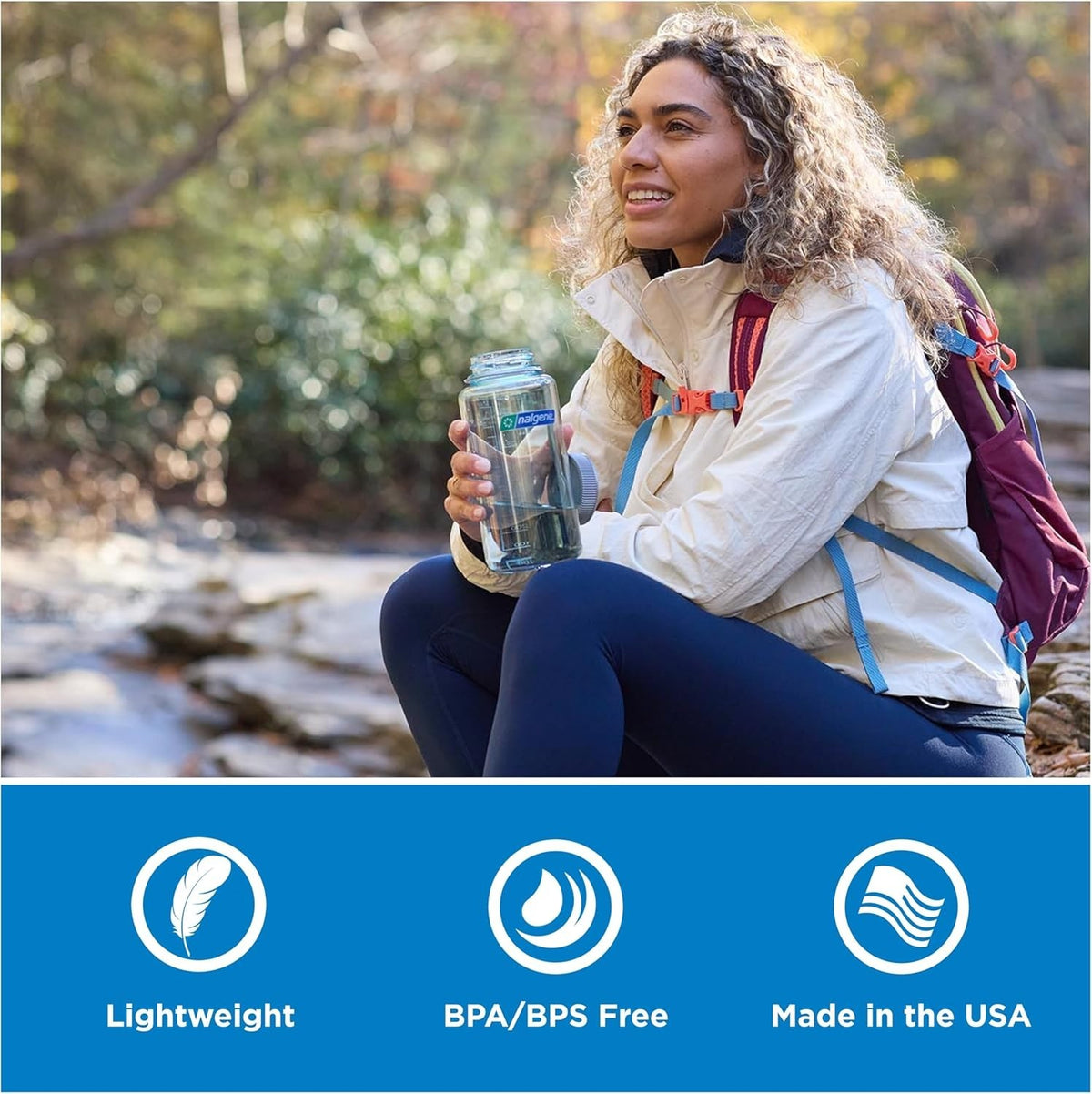 32 oz Wide Mouth Water Bottle - Reusable Plastic Leak-Proof Hydration Bottle