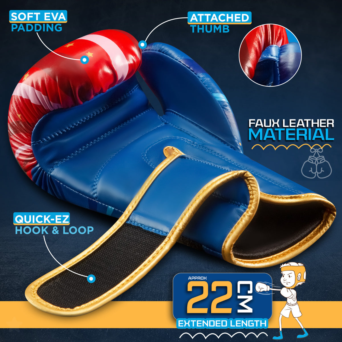 Kids Boxing Gloves & Adult Hand Wraps Set for MMA Kickboxing Training