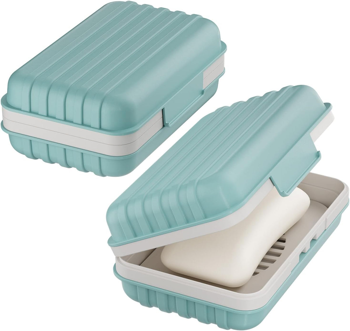 Leakproof Travel Soap Holder Case with Lid - Portable Camping & Gym Blue