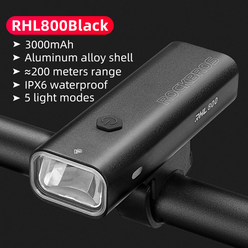 High Brightness Bike Front & Rear Light Set USB-C LED Headlight 1500LM