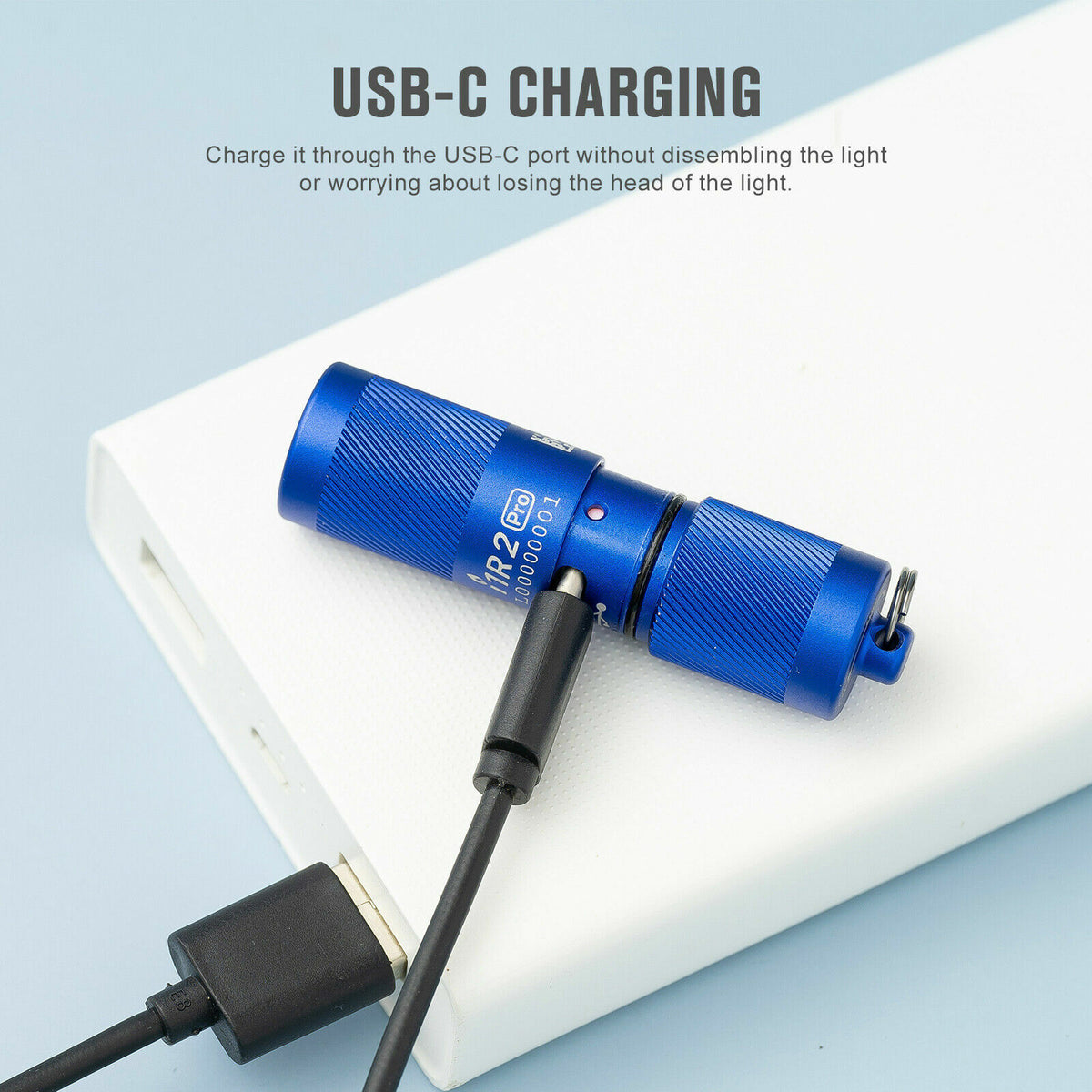 Rechargeable Keychain Flashlight - Compact 180 Lumen EDC Light with USB-C