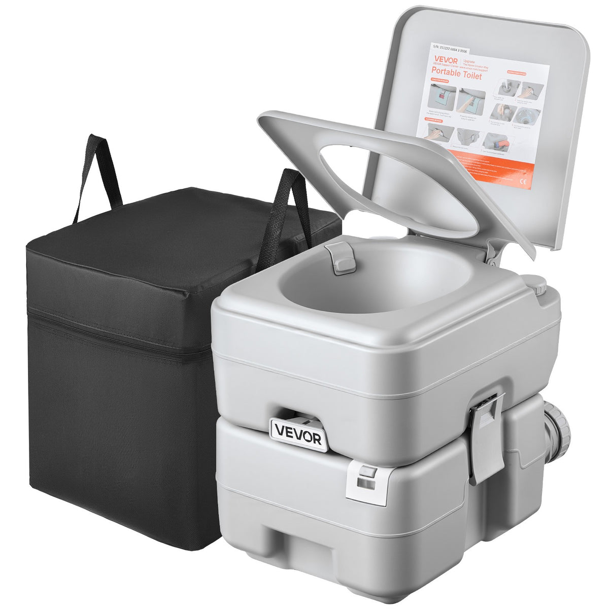 Portable Camping Toilet with Flush 5.3 Gallon Waste Tank for Outdoor Travel