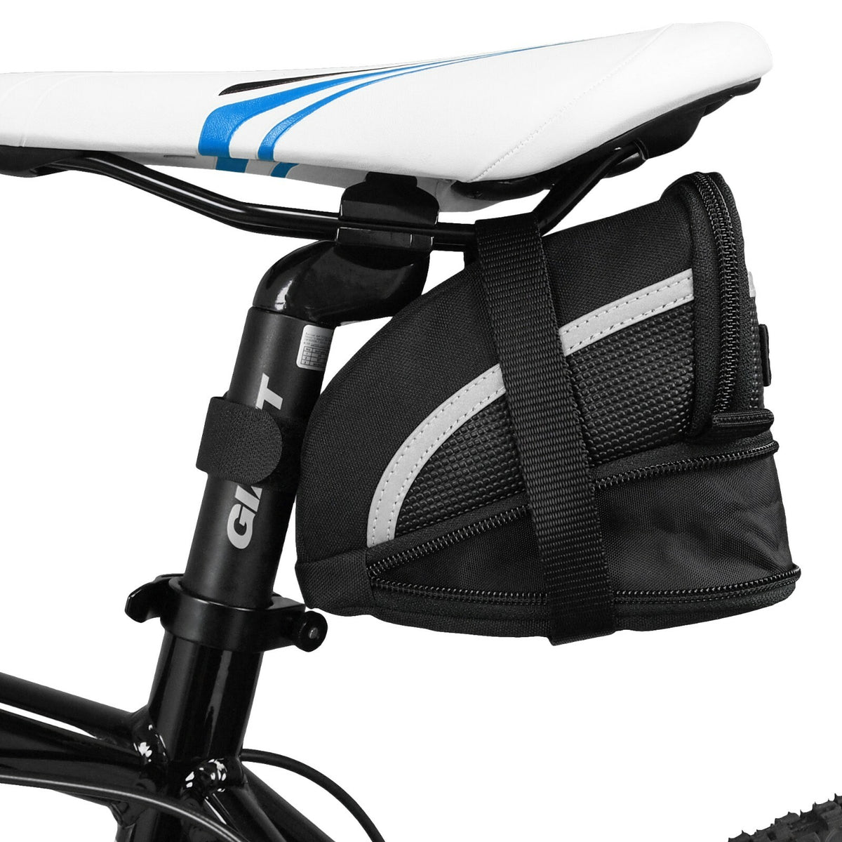 Water-Resistant Bike Saddle Bag with Expandable Design for Road and Mountain Cycling