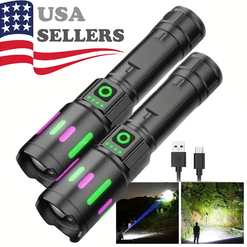 High-Power Rechargeable LED Tactical Flashlight 350000000 Lumens Waterproof