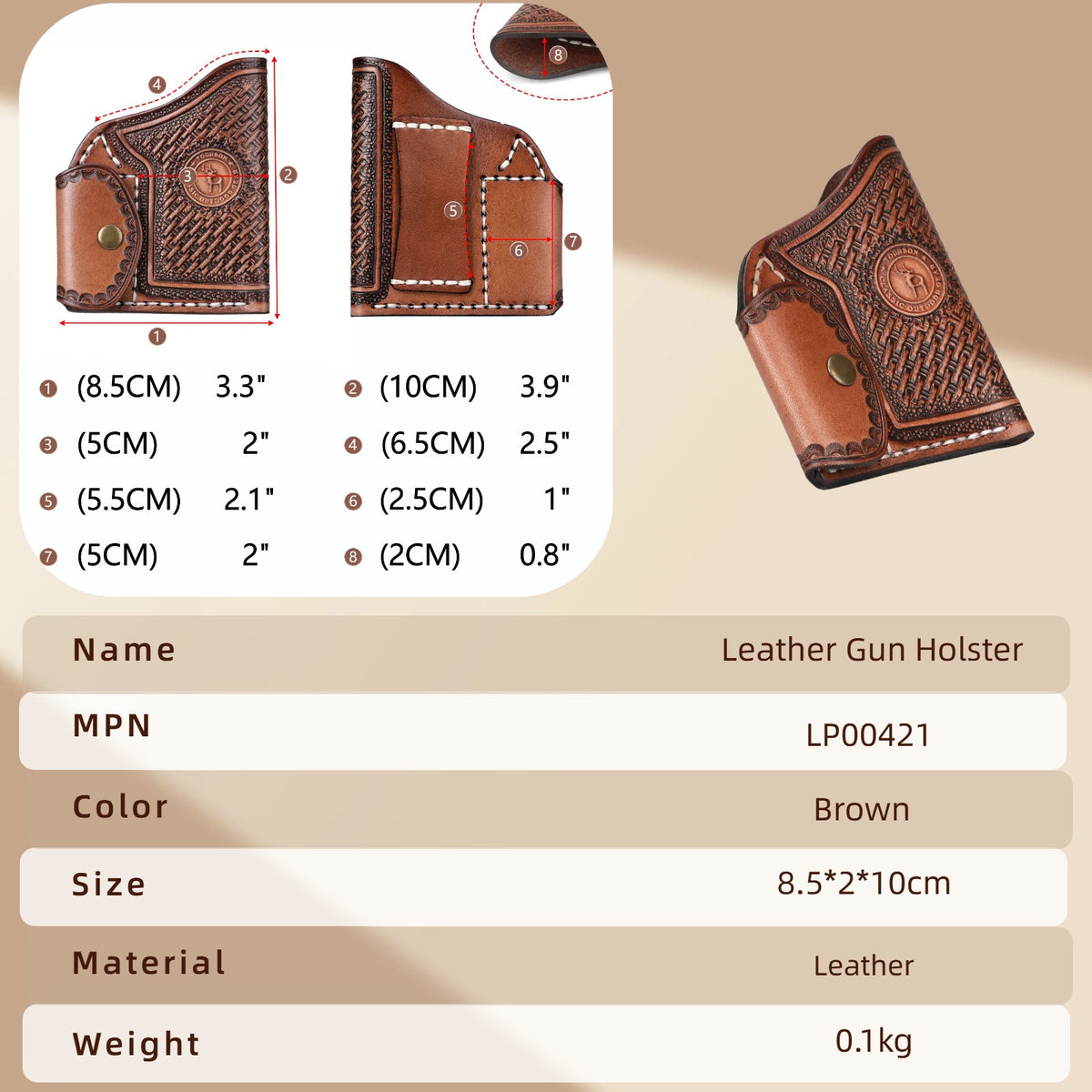 Leather Gun Holster for Mini Revolvers IWB OWB Concealed Carry