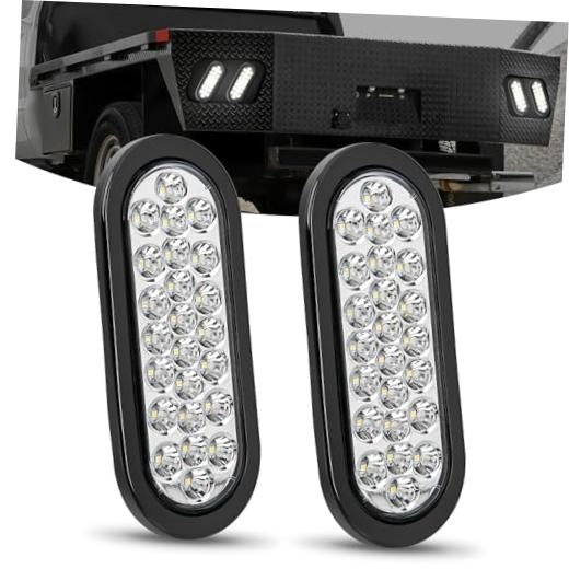 6 Inch Oval Trailer Tail Light 2PCS Waterproof LED Backup & Tail Lights