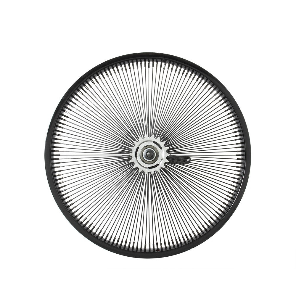 20-Inch Steel Bicycle Wheel Set - 144 Spokes, Black, 3/8" Axle