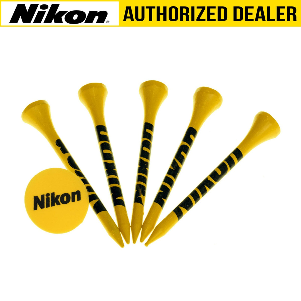Golf Tees and Ball Marker Set - Hardwood Construction Bright Yellow