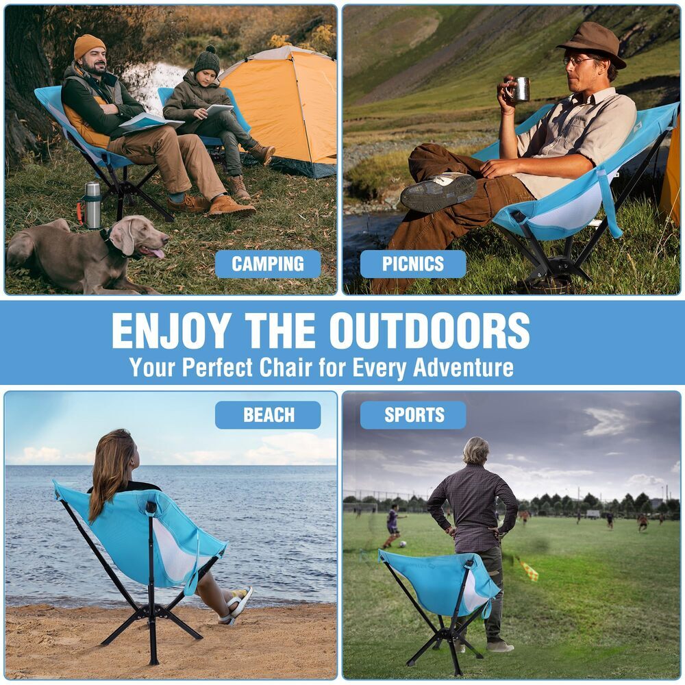 Portable Folding Camping Chair Lightweight Outdoor Seat for Beach Hiking 2-Pack