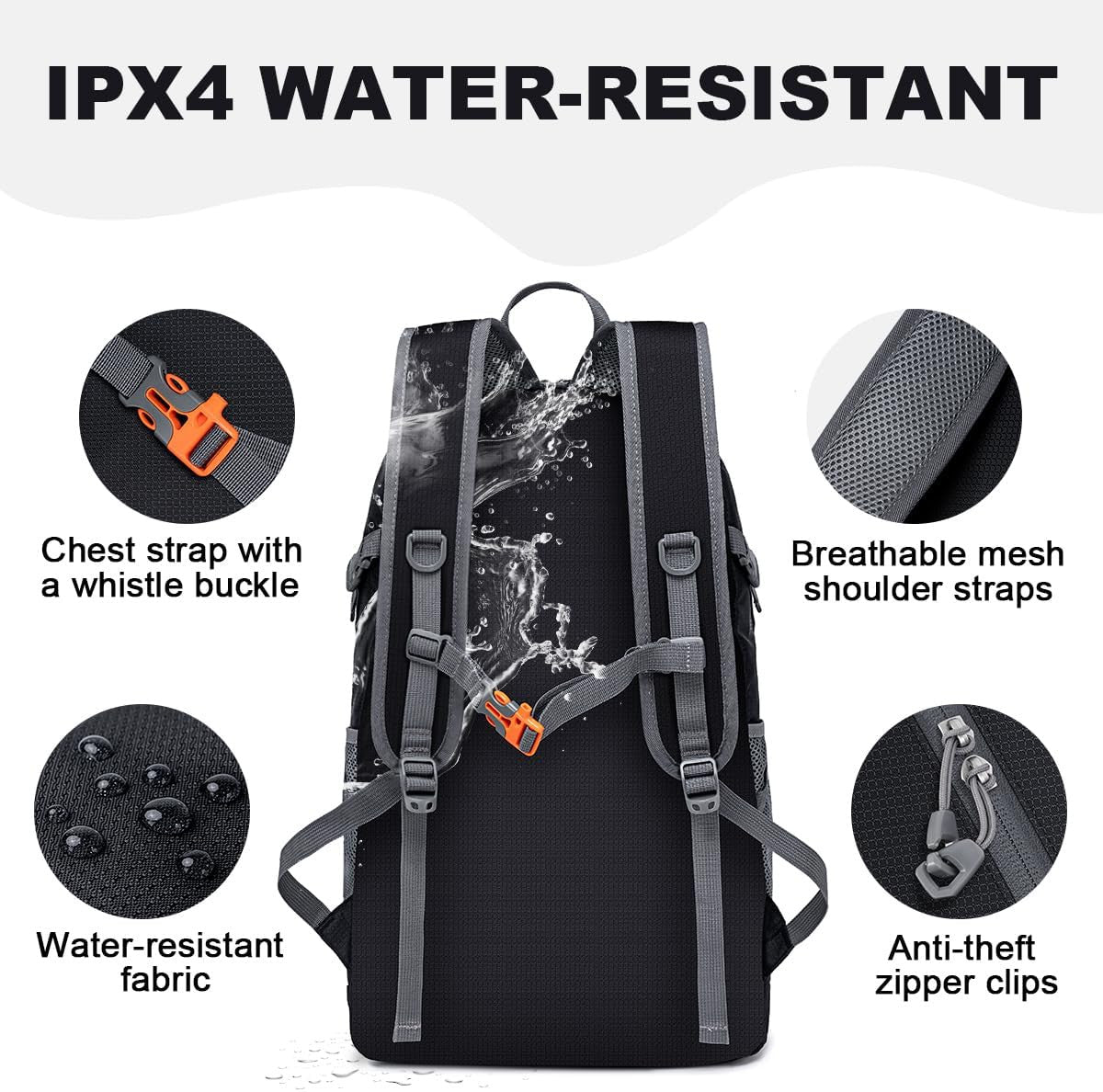 Ultralight Packable Hiking Backpack 35L Water-Resistant Daypack