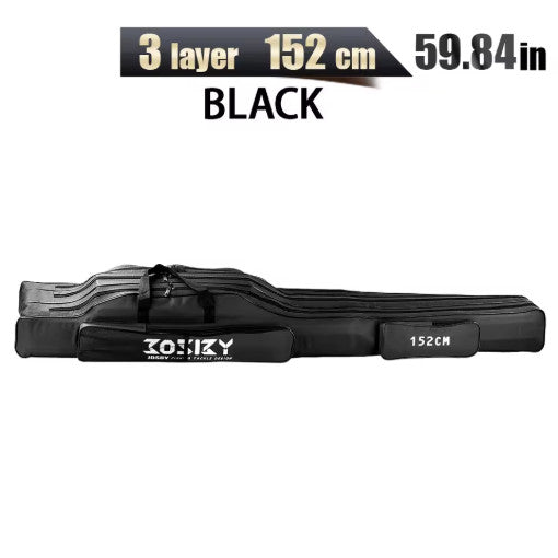 Foldable Fishing Rod Storage Bag Case 122/152/182cm with Multiple Compartments