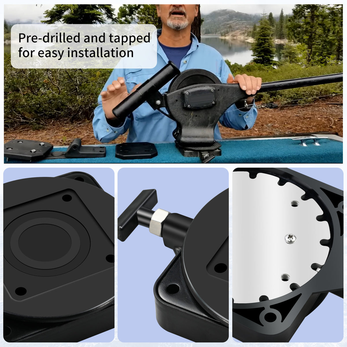 Cannon Downrigger Swivel Mounting Base - Surface or Rail Mount, 360° Rotation