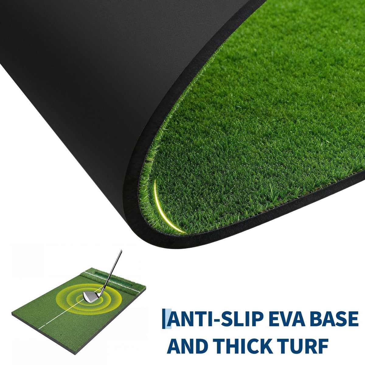 Golf Hitting Mat Dual Turf with Ball Tray - Practice and Training