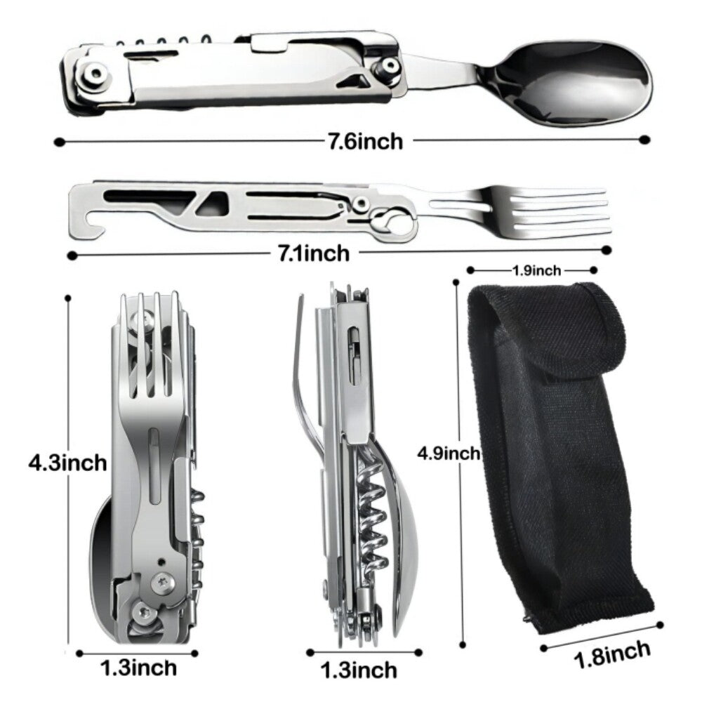 5-in-1 Camping Fork Knife Can Opener Stainless Steel Multi-Tool