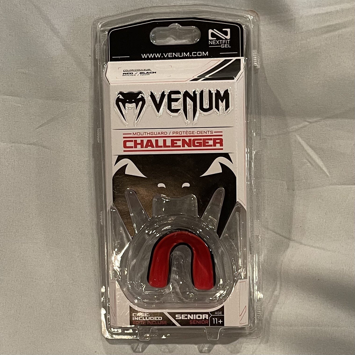 Senior Boxing Mouthguard with Case - Black & Red, Venum Challenger
