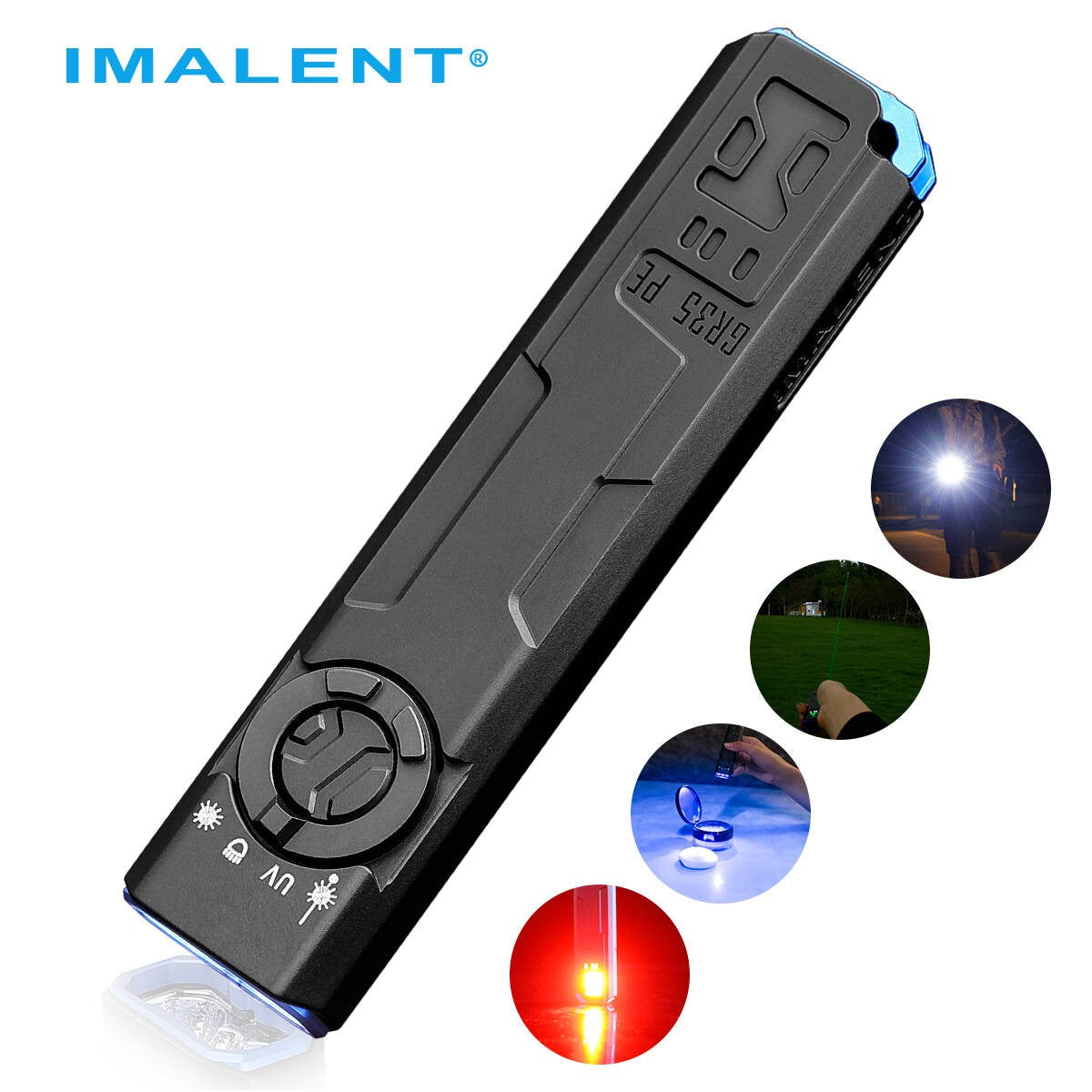 IMAlent GR35 EDC Tactical Flashlight 2800 Lumen UV Light Red Blue Strobe