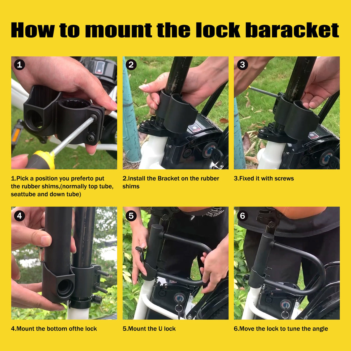 Heavy Duty Bike U Lock with 4ft Steel Cable Anti-Theft Bicycle Lock Alloy