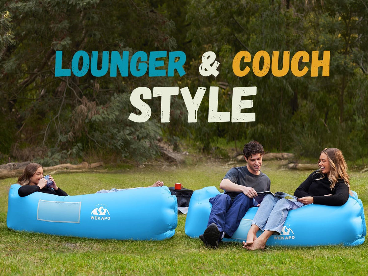 Inflatable Lounge Chair for Camping & Beach - Portable Air Couch with Headrest