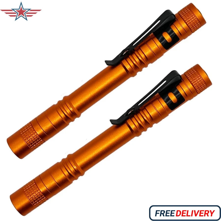 2-Pack LED Pocket Pen Light Flashlights Waterproof 500 Lumens