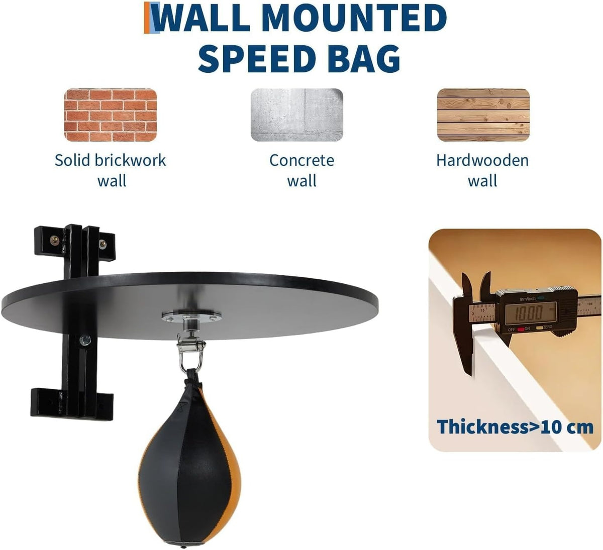 Wall-Mounted Wooden Speed Bag Platform Kit with 360° Swivel for Boxing & Home Gym