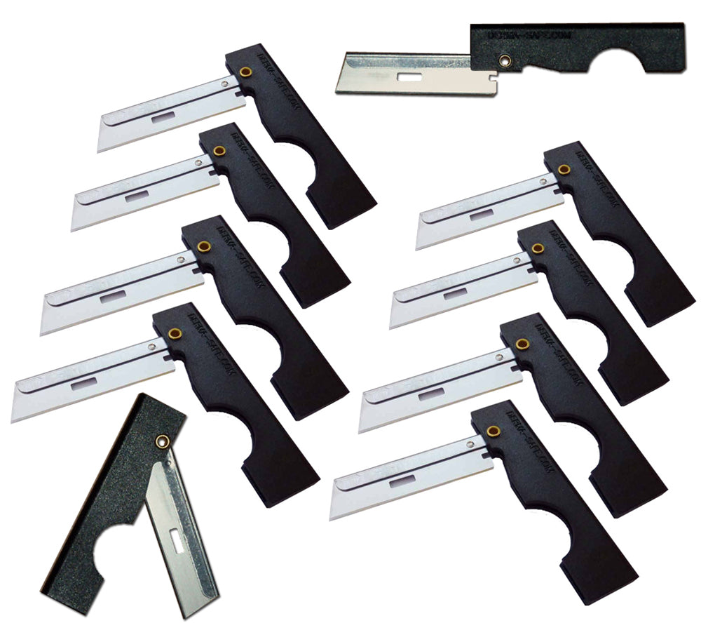 Derma Safe Folding Utility Knife 10 Pack - Black Survival & Camping Tool
