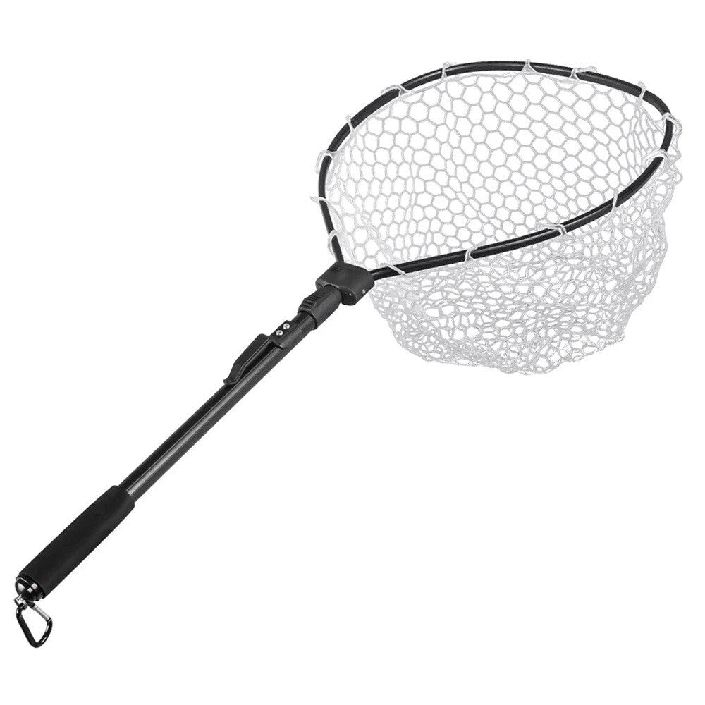 Lightweight Rubber Landing Net for Fly Fishing with Foldable Handle