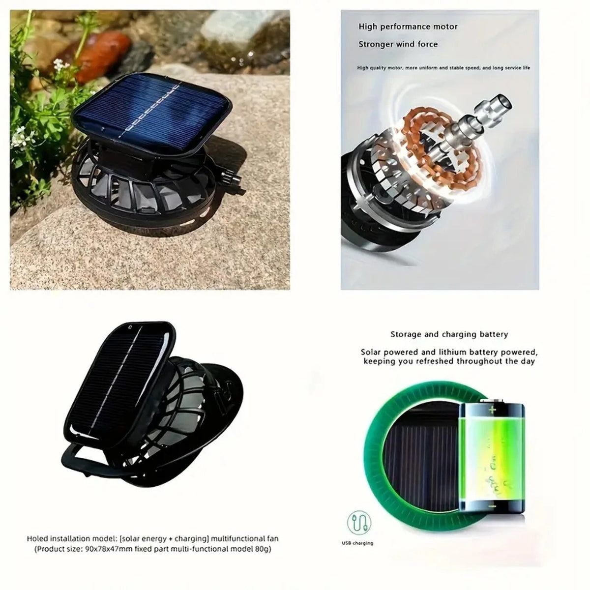 Unisex Outdoor Wide Brim Sun Hat with Solar Fan UV Protection for Hiking Camping