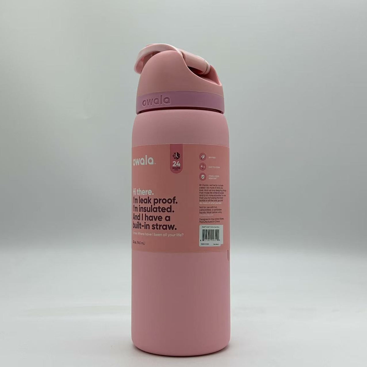 32oz Insulated Stainless Steel Water Bottle with Leak-Proof Lid & Straw - Rose Quartz