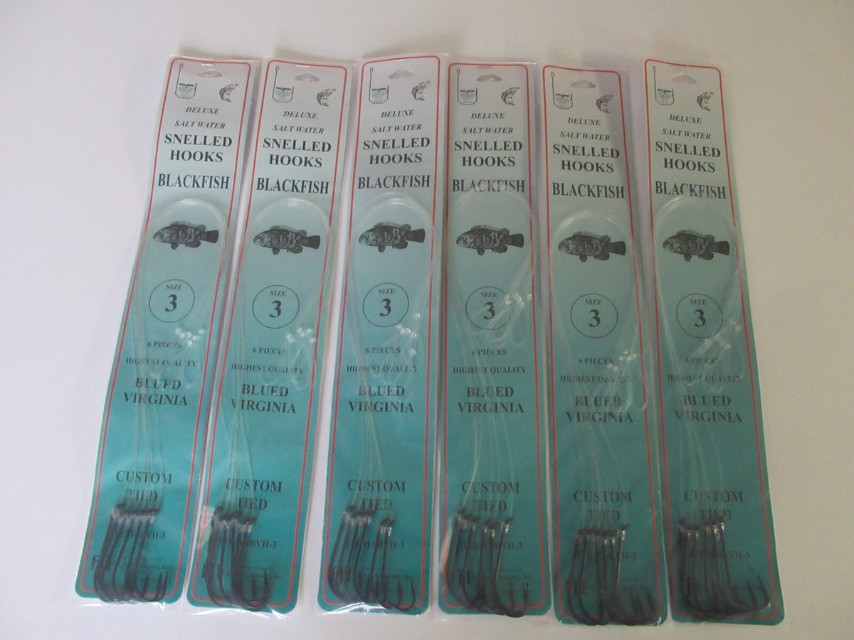 Snelled Fishing Hooks Set - Virginia Blued Blackfish Leader Rigs for Saltwater Fishing